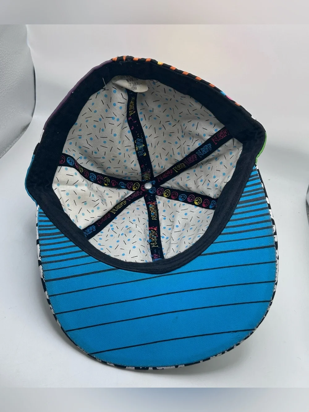 Vintage Neff Hat Retro 80s Patchwork Abstract Multicolor Cotton Sz Medium 7 3/8